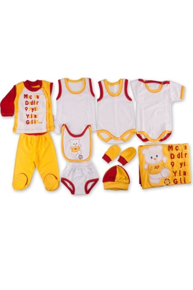 Unisex Bebek Sarı Kırmızı Taraftar 10'lu Hastane Çıkış Seti