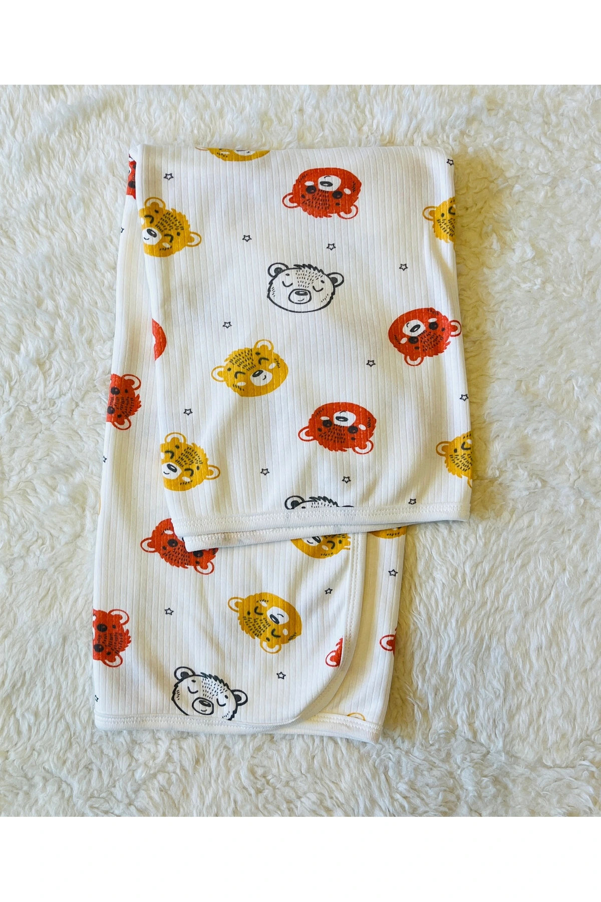Mavi baby fitilli kumaş organik bebek kundak battaniyesi Kafkas Turuncu Ayıcık