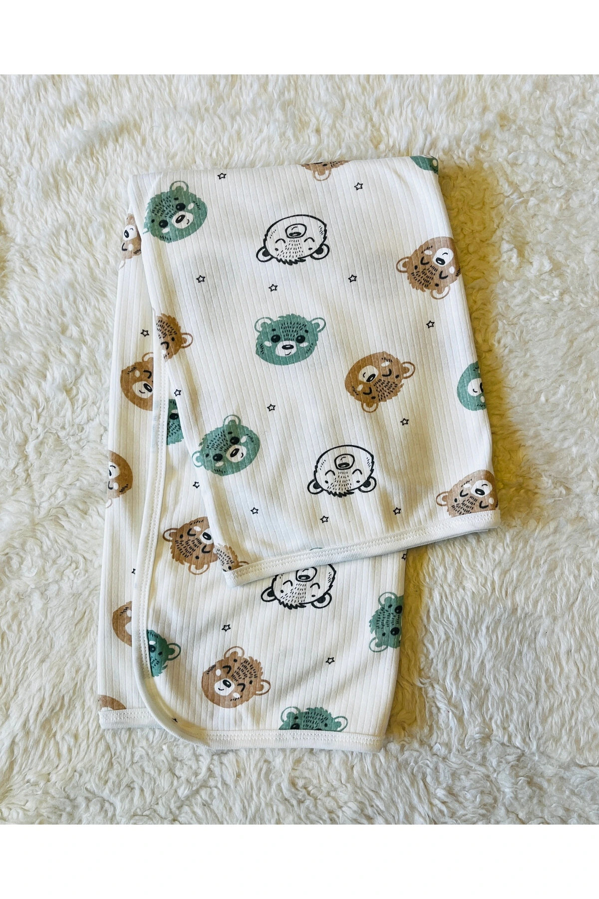 Mavi baby fitilli kumaş organik bebek kundak battaniyesi Kafkas Yeşil Ayıcık