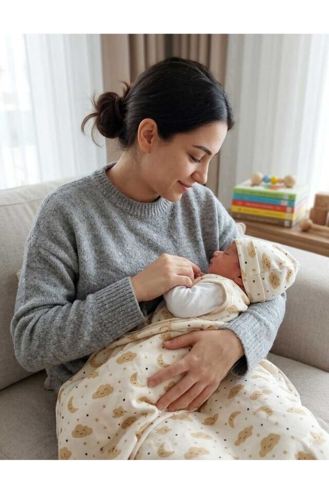 Mavi baby fitilli kumaş organik bebek kundak battaniyesi Köpekfitilli