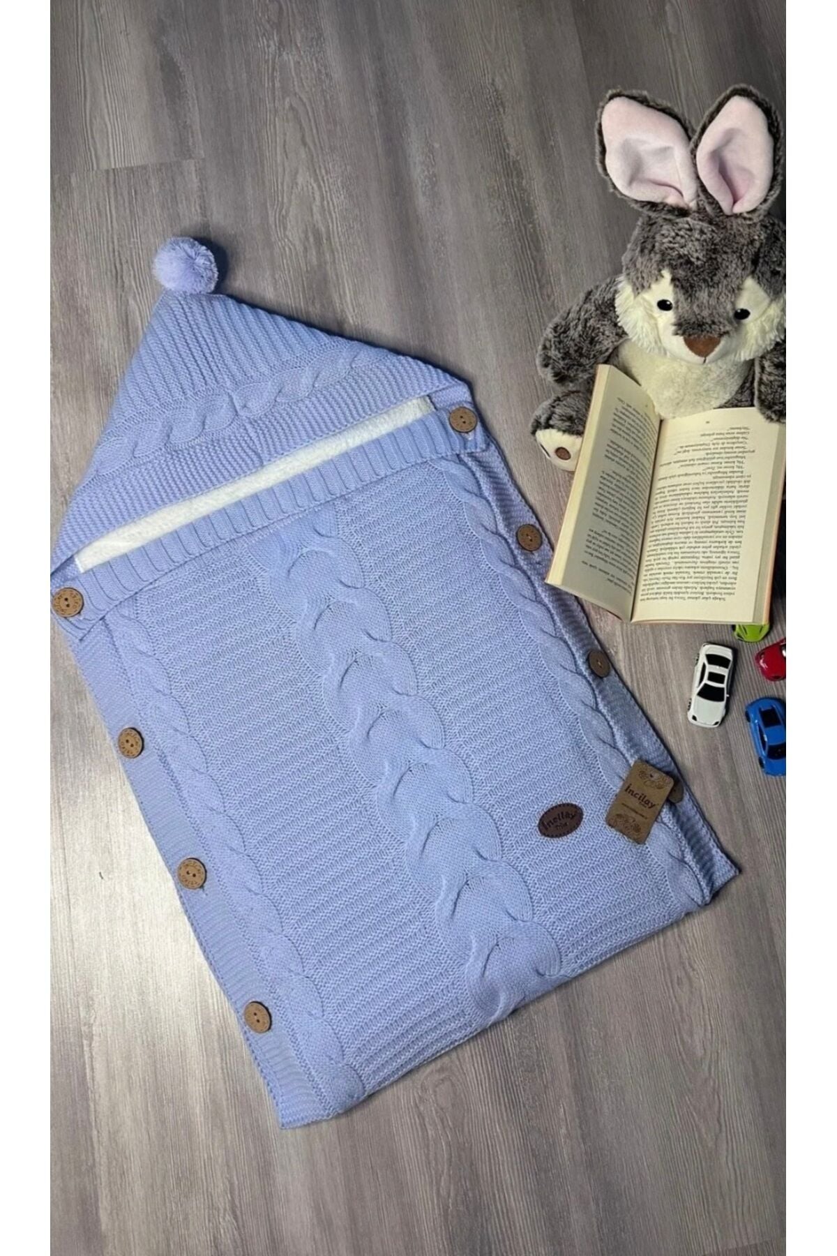 Triko bebek battaniye ve içi Well softluy yumuşacık kundak Not: Candan düğmeli kademe ayarlıdır Mavi