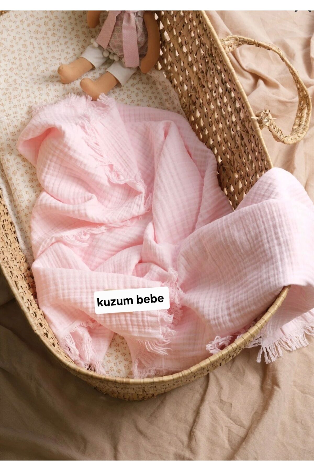 Mavi baby fitilli kumaş organik bebek kundak battaniyesi Karışıkkahve