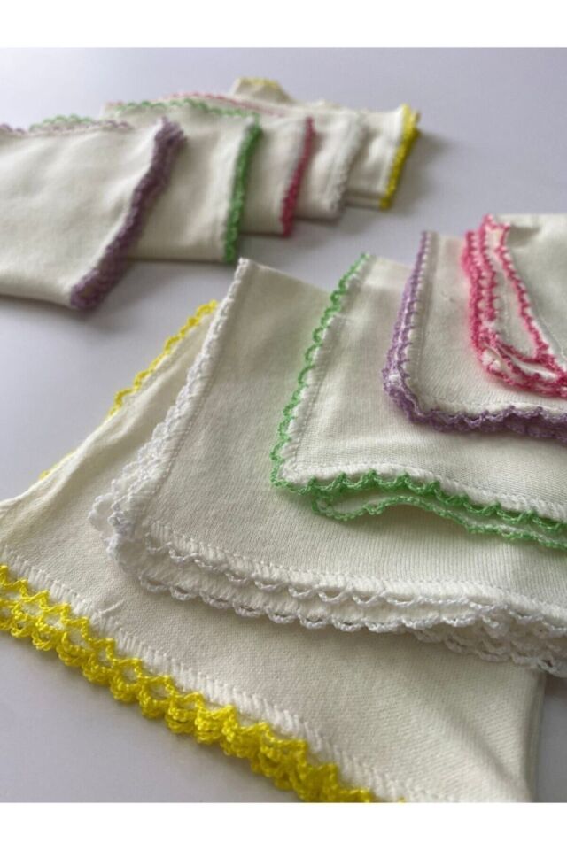 Organik Pamuk 28x28 Cm Ebatlarında Bebek Ağız Silme Mendili 10'lu Bebek Mendil
