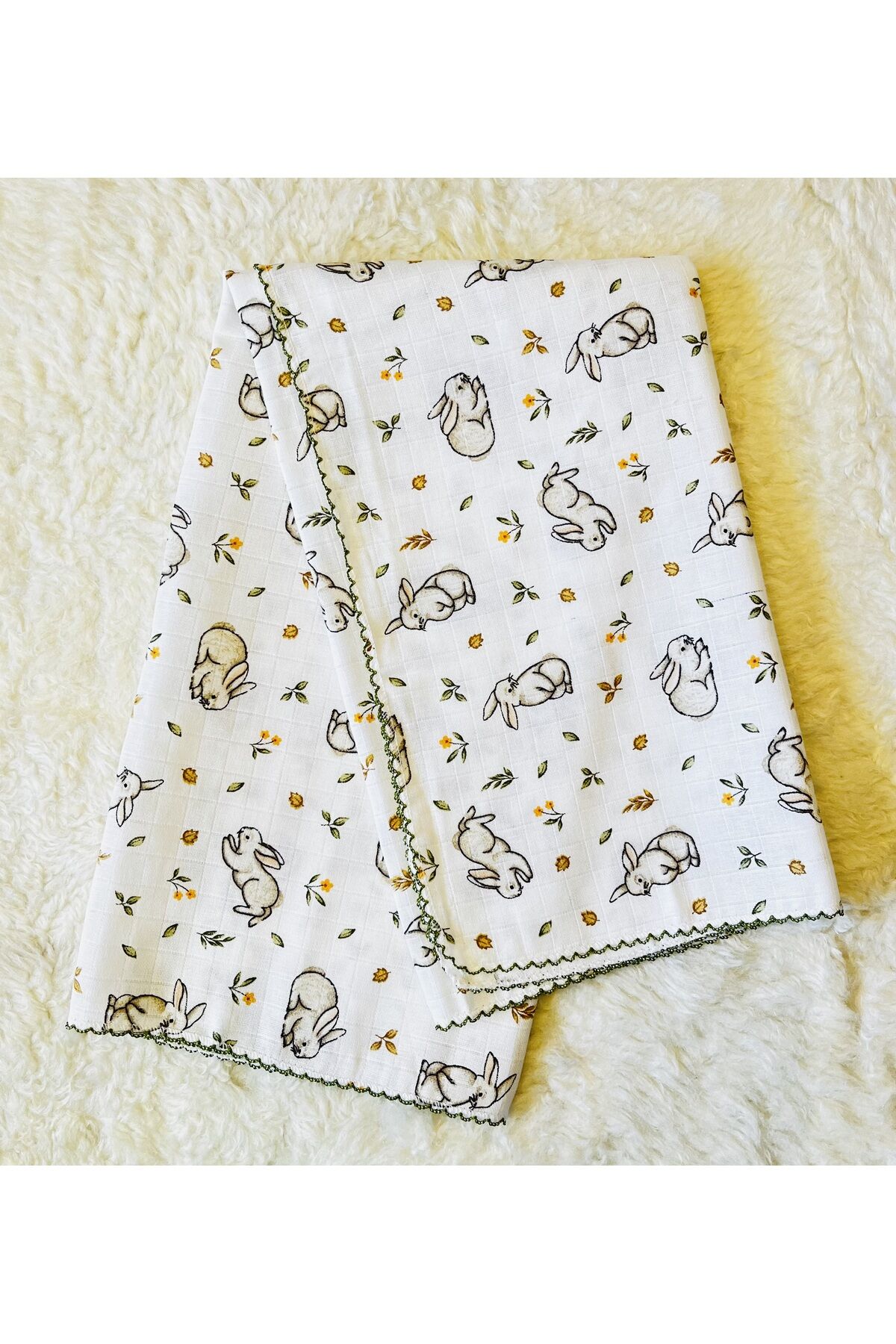 Tavşanlı Müslin Kız Erkek Bebek Kundak Battaniye