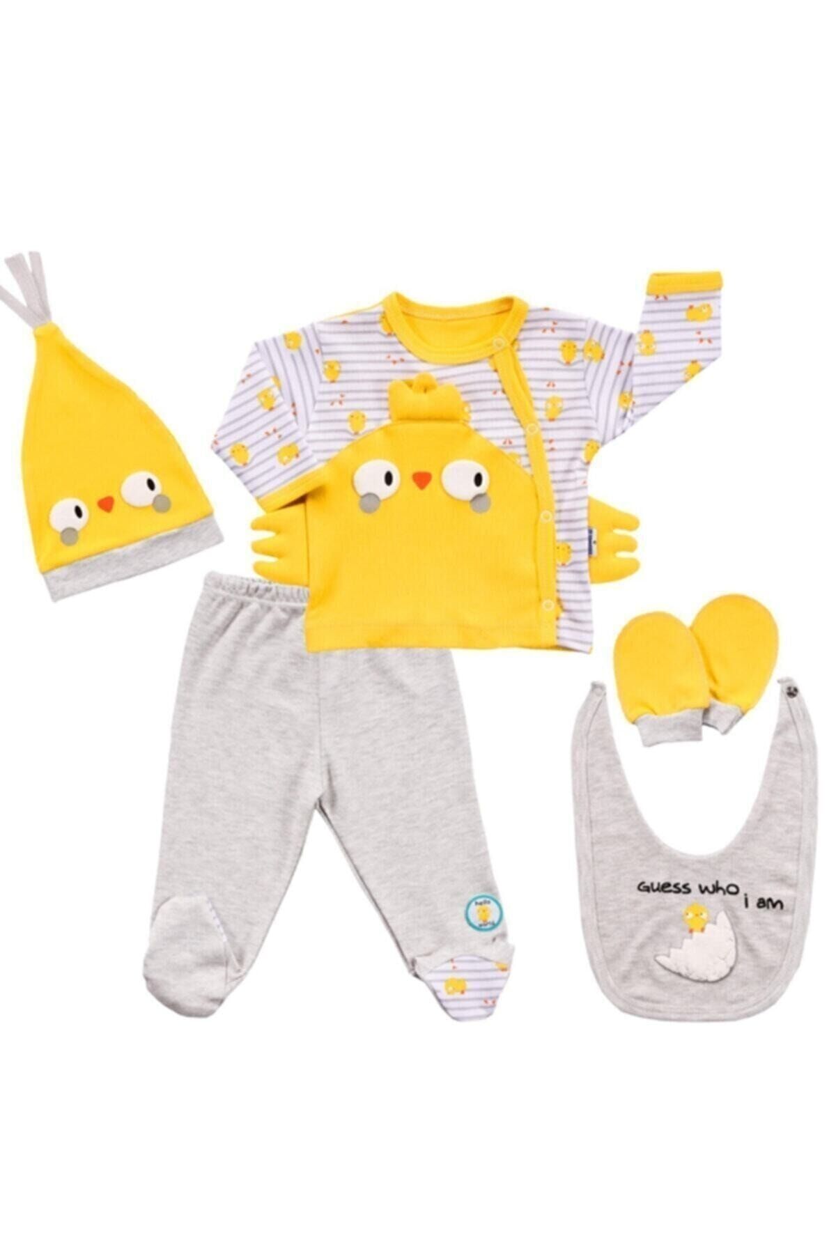 Unisex Chick 5 Parça Zıbın Takım 15407 Sari - Yeni Doğan