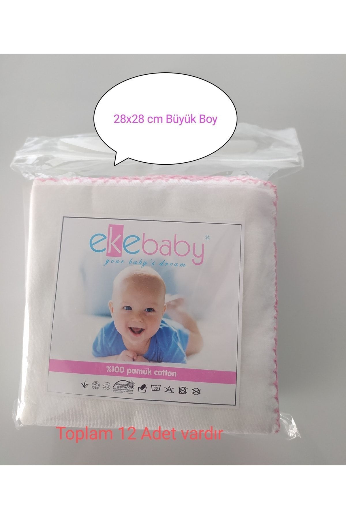 10'lu Kız-erkek Bebek 28x28 Ebatlarda %100 Pamuk Çift Kat Kumaş Ağız Mendili