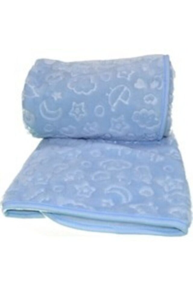 Recors Premium Kabartmalı Peluş Bebek Battaniyesi Mavi