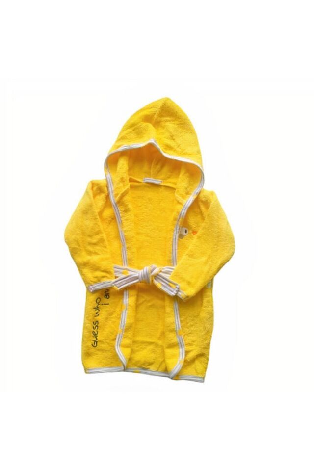 Bebek Sarı Bornoz 0/2 Yaş Kullanım Için Uygun Bebek 4 Parça Havlu Bornoz Takımı Seti
