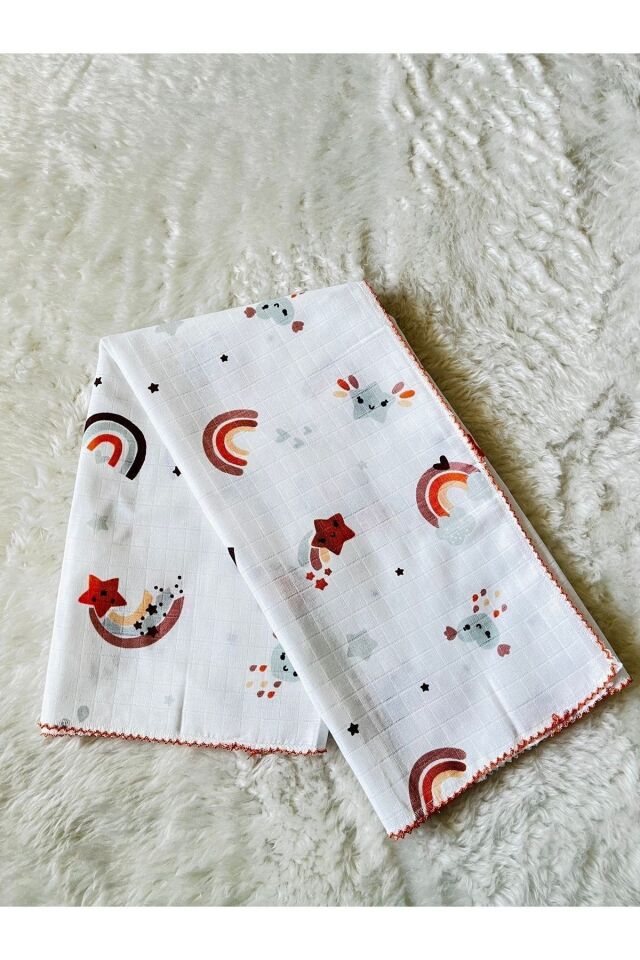 Denizci Modeli Desenli Müslin Erkek Bebek Kundak Battaniye Karışık-Gökkuşağı
