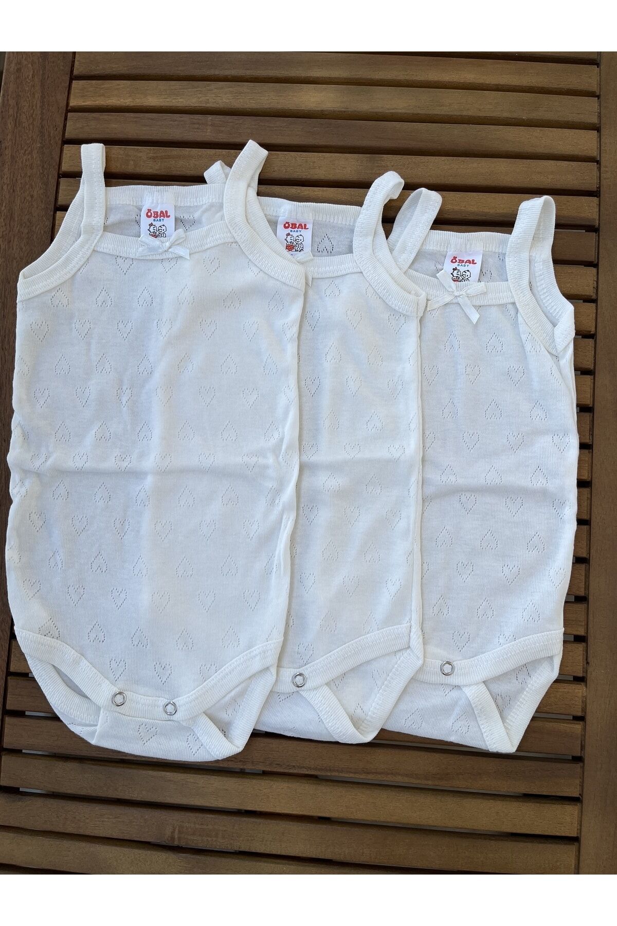 Kuzum Bebe 3’lü Ip Askılı Jakarlı Yazlık Çıtçıtlı Badi