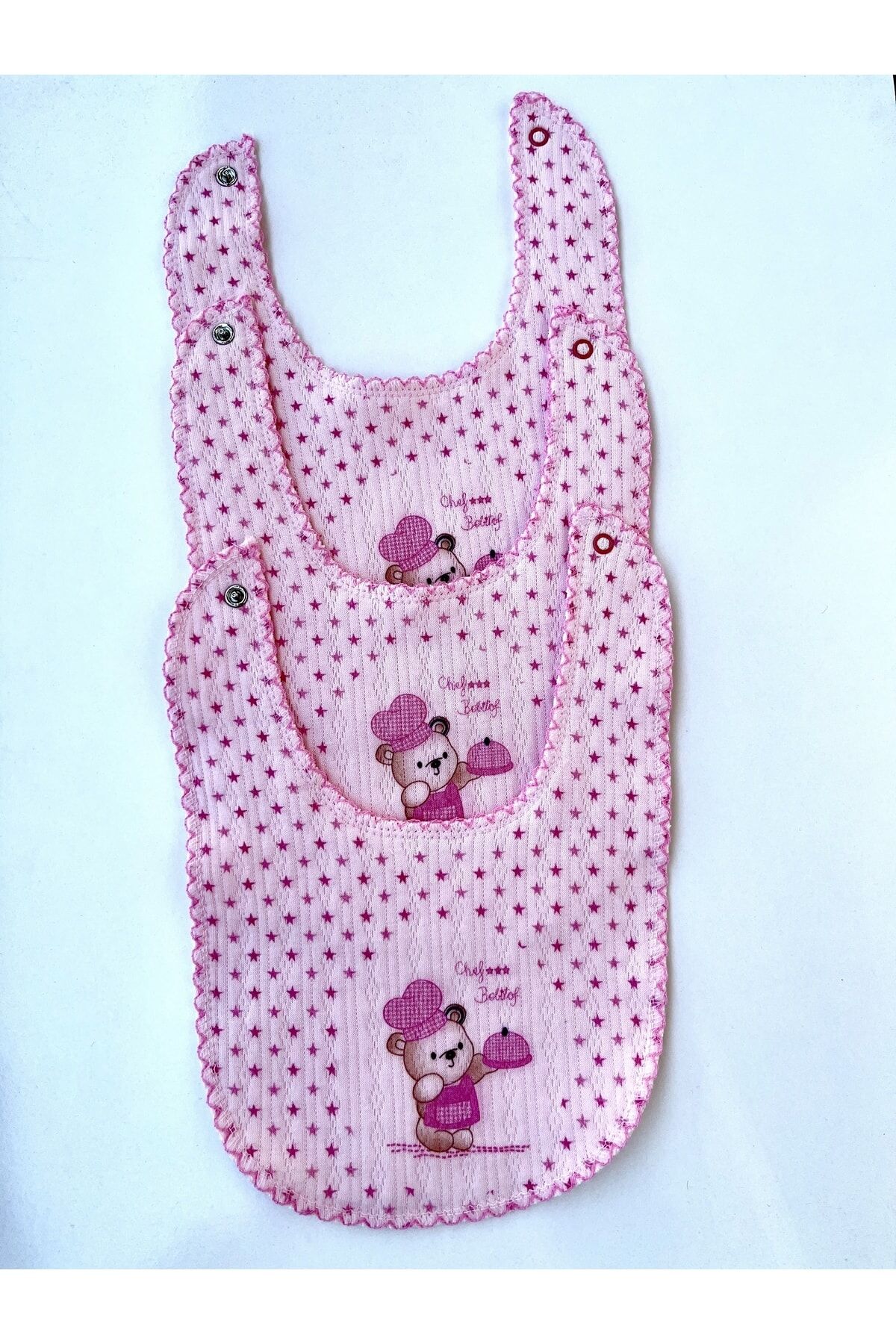 Kuzum Bebe 3’lü Pamuk Yenidoğan Pembe Kız Bebek Çıtçıtlı Önlük