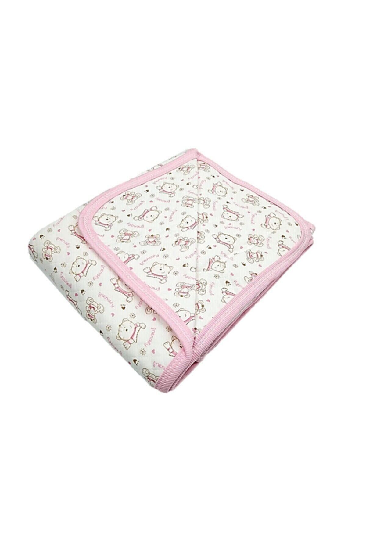 Bebek Tek Kat Kapitone Battaniye Kundak Beyaz Pembe