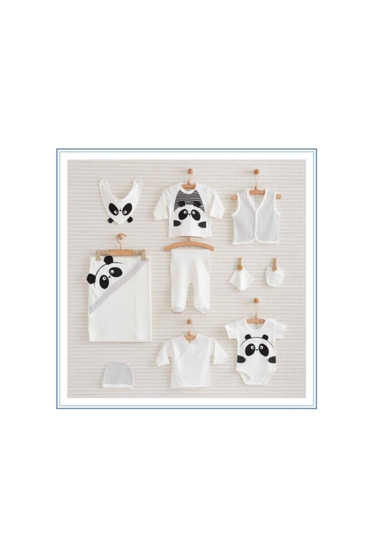 Nenny Baby Panda 10'lu Erkek Bebek Zıbın Set Yeni Doğan Hastane Çıkışı -siyah&beyaz Siyah & Beyaz - Yeni Doğan