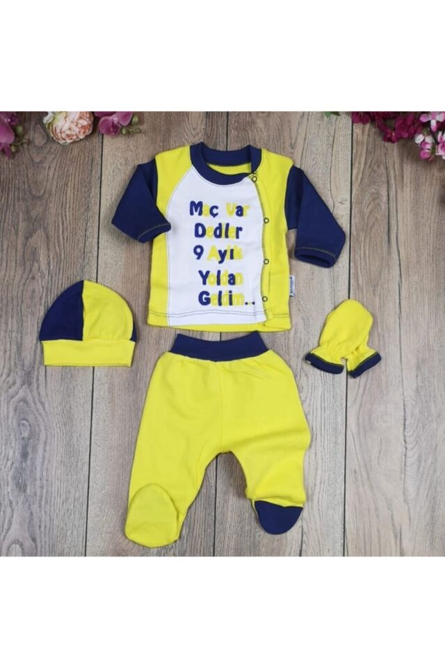 Unisex Bebek Siyah Taraftar 4 Parça Hastane Çıkışı Bjk Sarı-Lacivert - 0-3 Ay