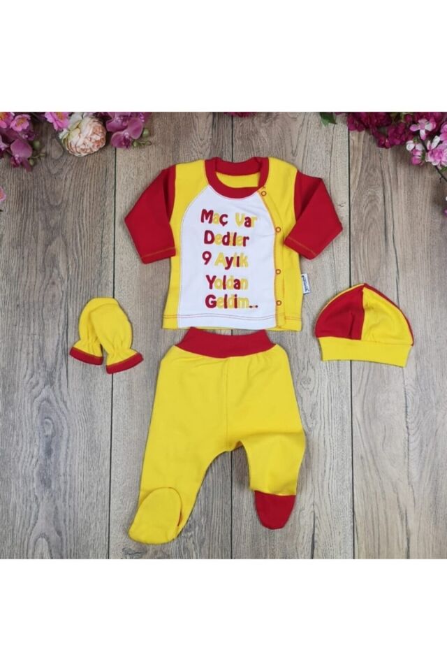 Unisex Bebek Siyah Taraftar 4 Parça Hastane Çıkışı Bjk Sarı-Kırmızı - 0-3 Ay