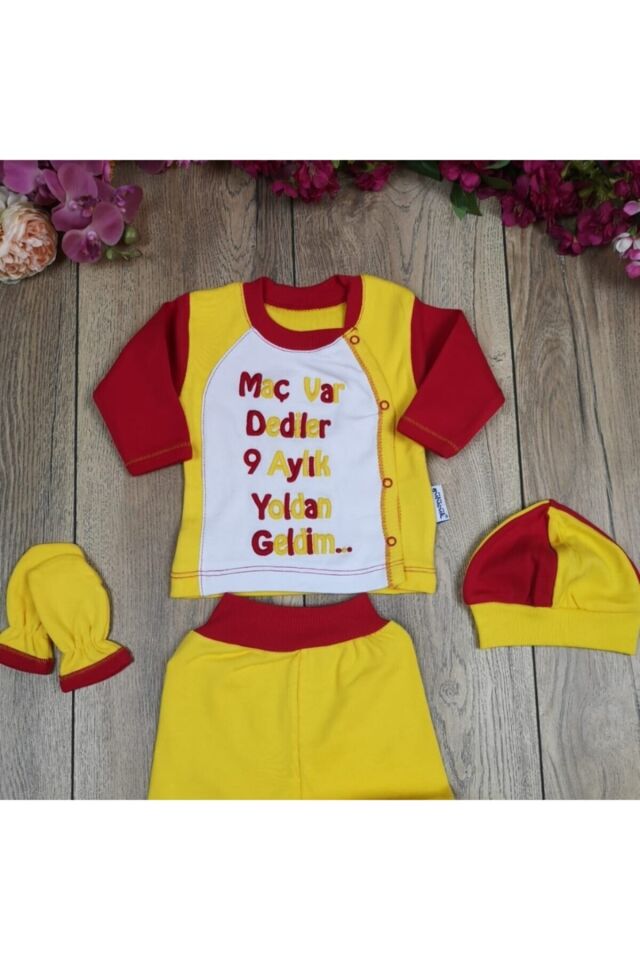Unisex Bebek Siyah Taraftar 4 Parça Hastane Çıkışı Bjk Sarı-Kırmızı - 0-3 Ay