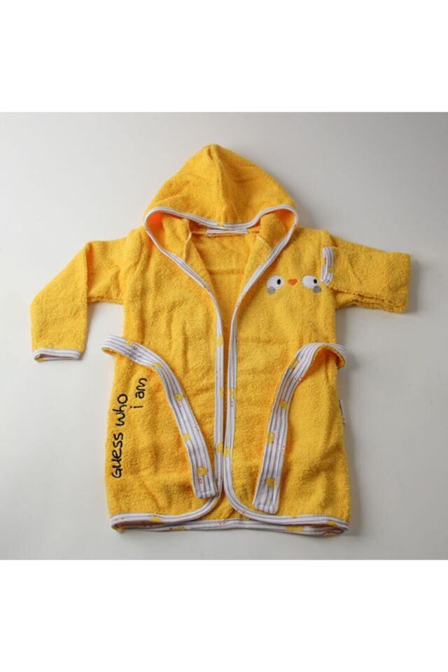 Unisex Bebek Sarı Civcivli Bornoz Set Sarı - 0-2 Yaş