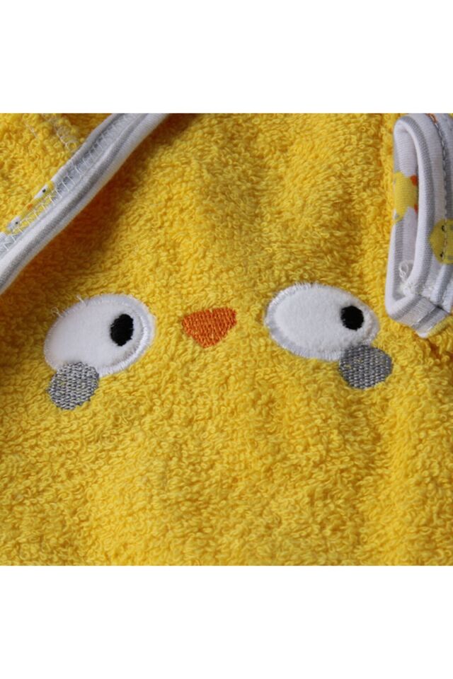Unisex Bebek Sarı Civcivli Bornoz Set Sarı - 0-2 Yaş